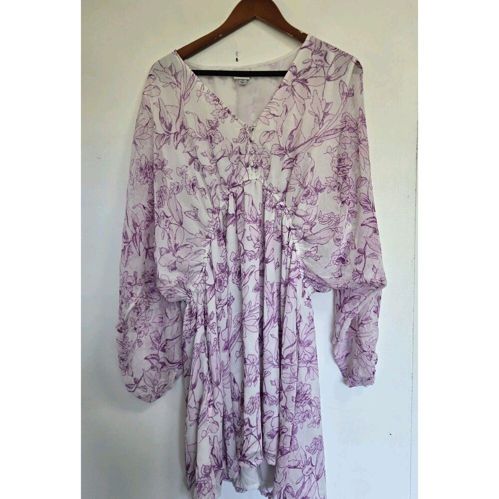 A New Day Dress Womens XL Prairie Midi Floral Boho Modest Babydoll Cottagecore
